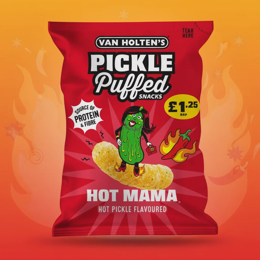 Van Holten's Hot Mama Hot Pickle Puffed Snacks Bag