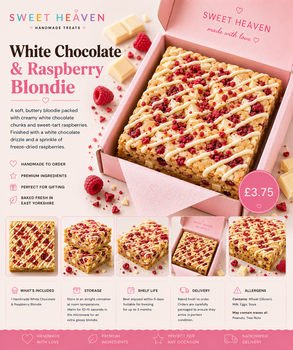 White Chocolate & Raspberry Blondie