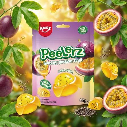 🍬 Amos Peelerz Gummy Passion Fruit Flavour Pouch (65g)