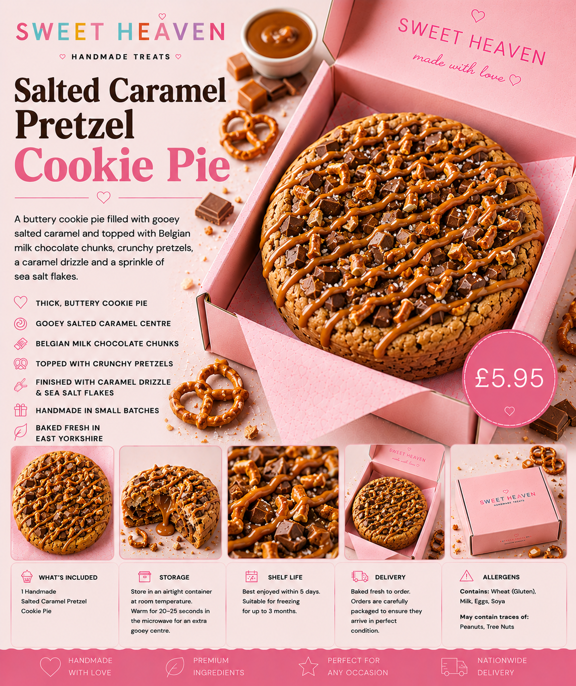 Salted Caramel Pretzel Cookie Pie